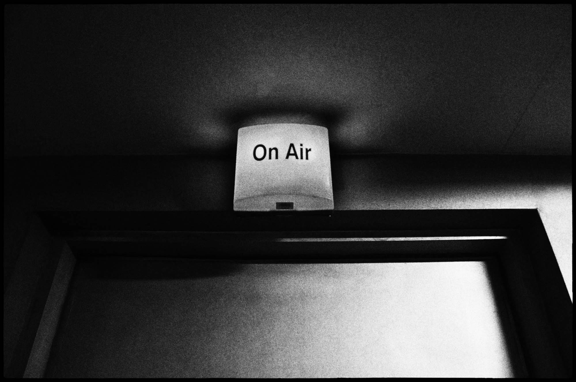 The door of the newsroom inside a news channel in Kolkata