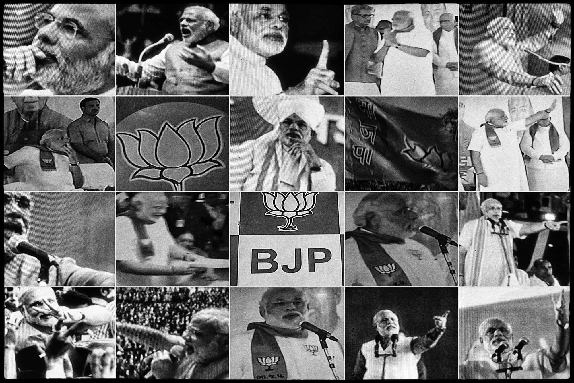 A collage of BJP's Prime Ministerial candidate Narendra Modi on different television channels