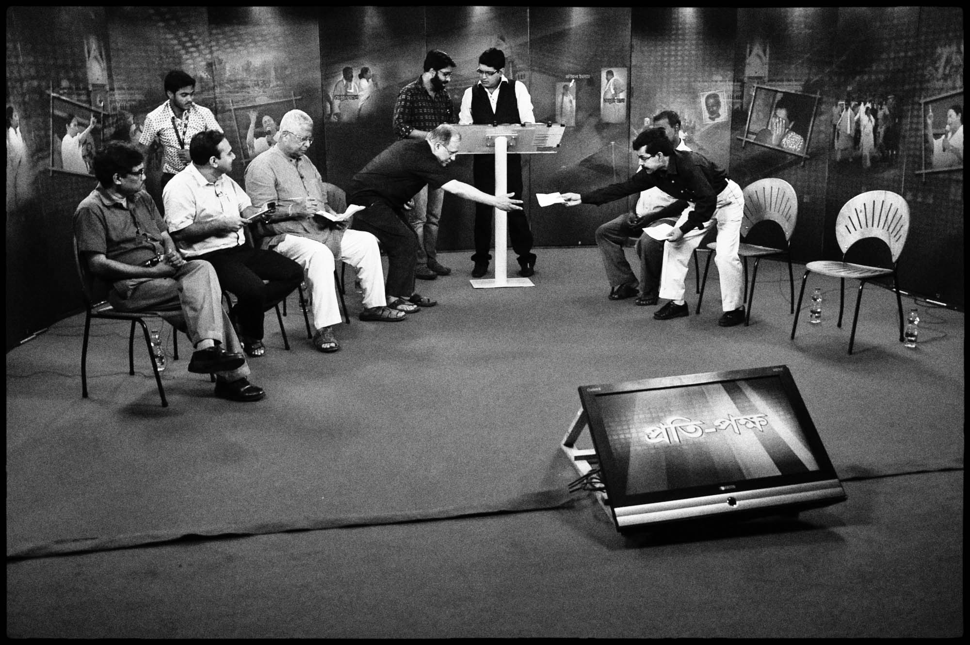 Chaos in the newsroom inside a television channel in Kolkata